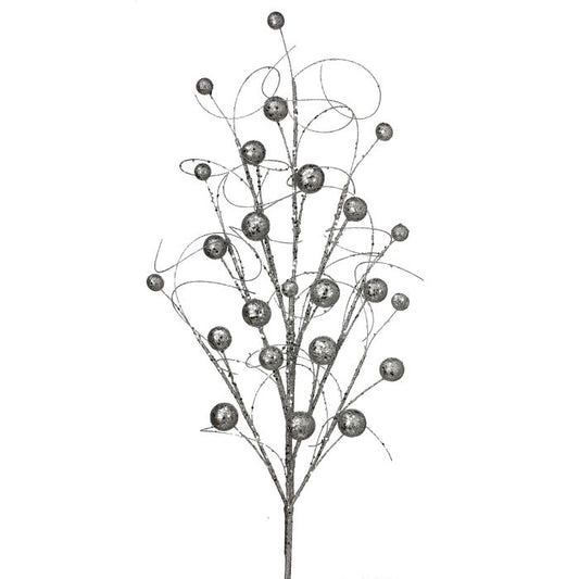 34" Glitter Sequins Wispy Ball Spray Silver
