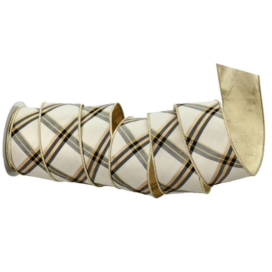 2.5"x10yds Plaid Dupion Stripe Ribbon