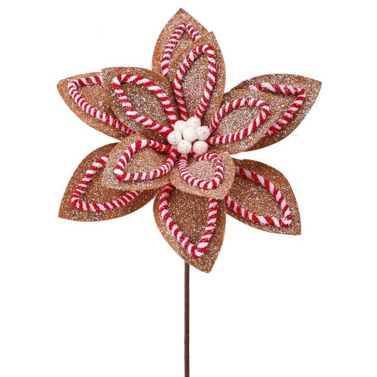 22" Sugar & Spice Poinsettia Stem