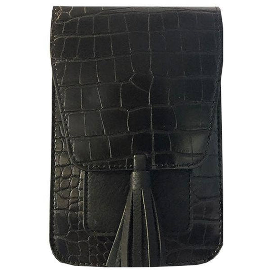 Harper Crossbody: Black Croc
