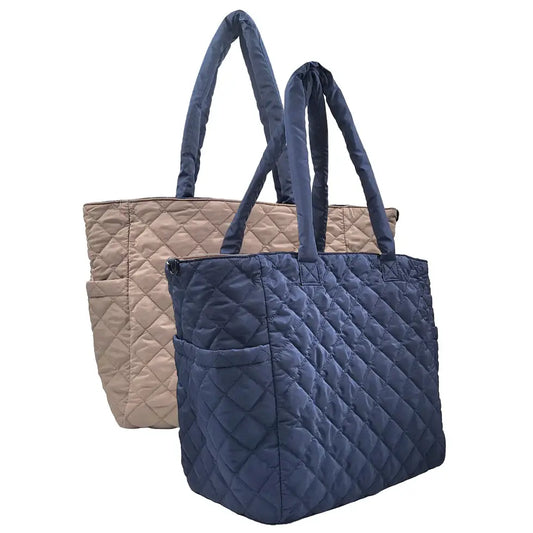 Large Reversible Nylon Tote- New colors added: Navy/Taupe
