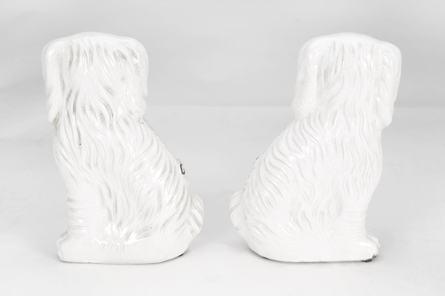 Staffordshire Dog Pair, Antique White Finish