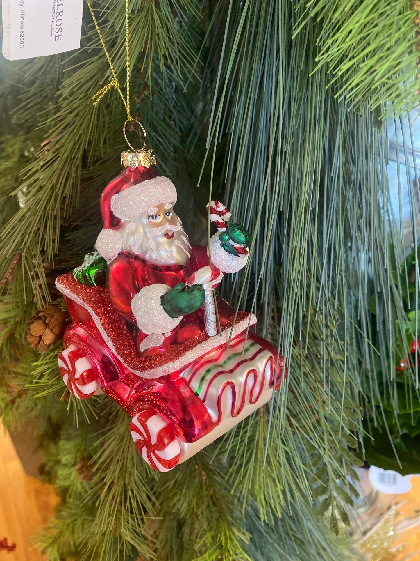 Santa in Candy Car 4.25”H Glass
