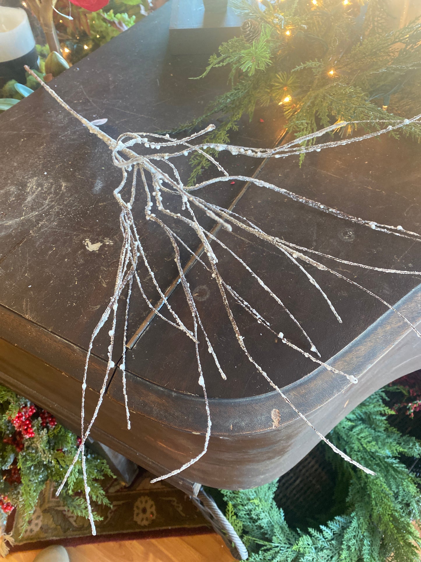 32" Frosted Curly Twig Spray