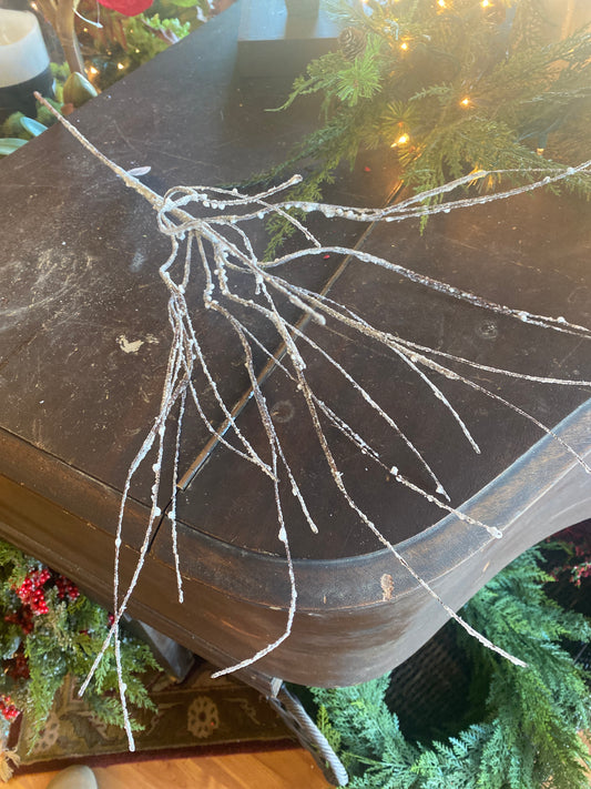 32" Frosted Curly Twig Spray