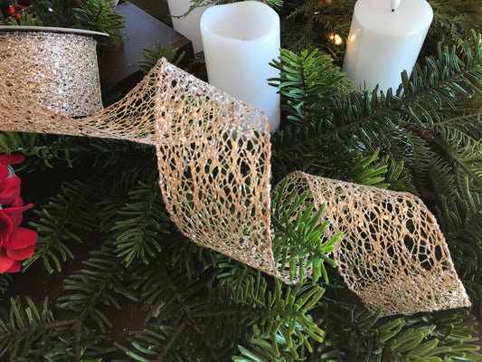 2.5" x 10yds Glitter Mesh, Platinum