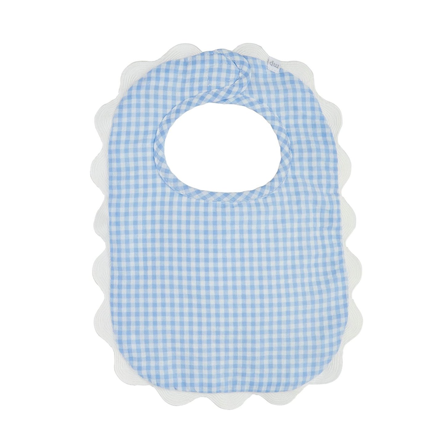 Blue Gingham Scallop Bib