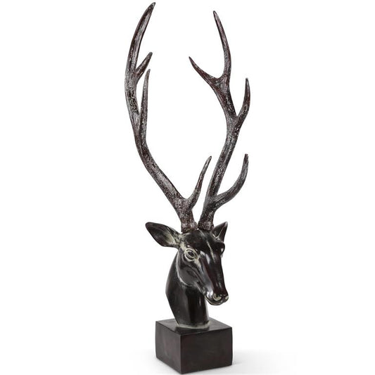 38" Dark Finished Deer Bust on Square Base
