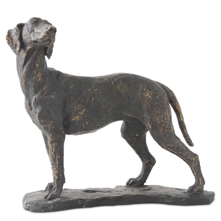 11" Resin Patina Standing Dog on Black Base