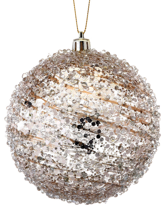 4” Clear Swirl Iced Ball Ornament