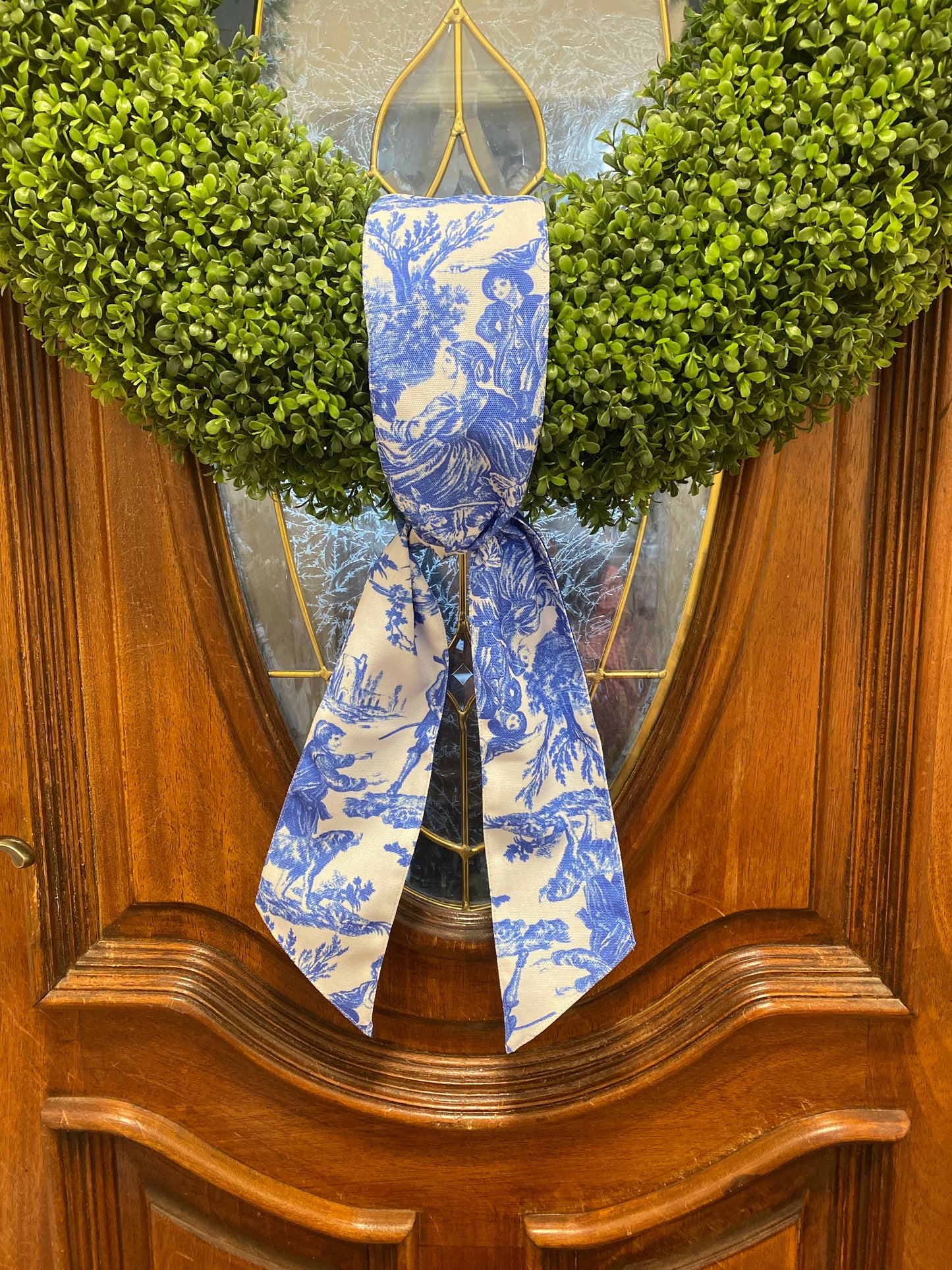 Canvas Toile Wreath Sash in Royal Blue 4"x56"