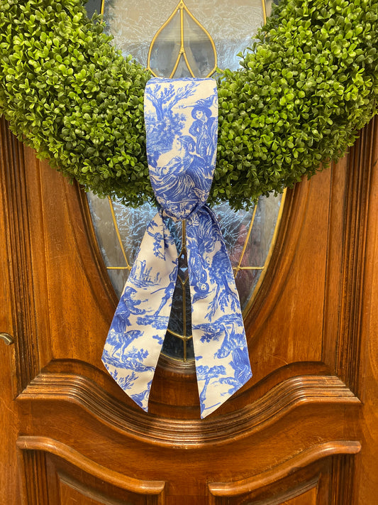 Canvas Toile Wreath Sash in Royal Blue 4"x56"