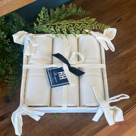 3pc Beige Stripe Towel Gift Set