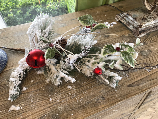 Flocked Pine Spray 28.5”H PVC