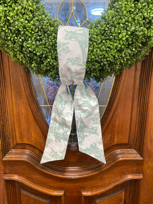 Canvas Toile Wreath Sash Celadon 4"x56"