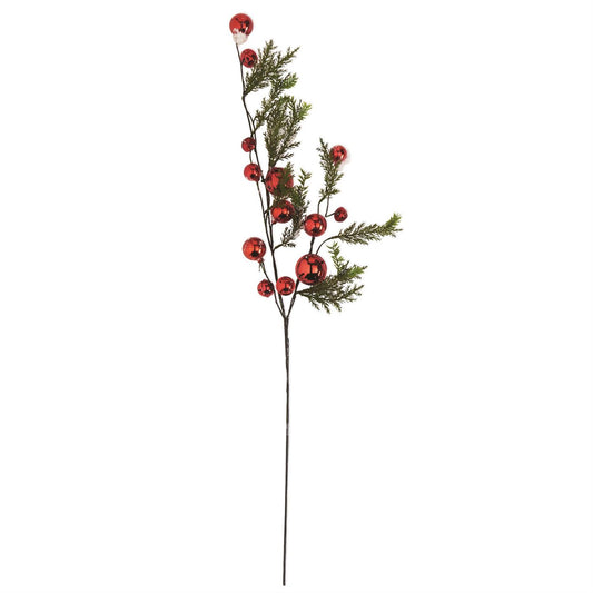35" Snowy Pine Branch w/ Red Bells
