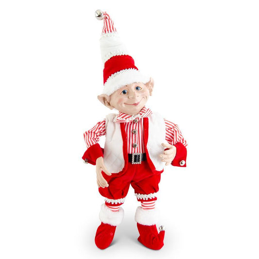 30" Posable Elf in Red Velvet w/Bells