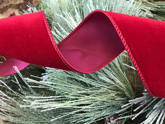 Value Velvet Wired Edge Ribbon Scarlet 2.5”x10yds
