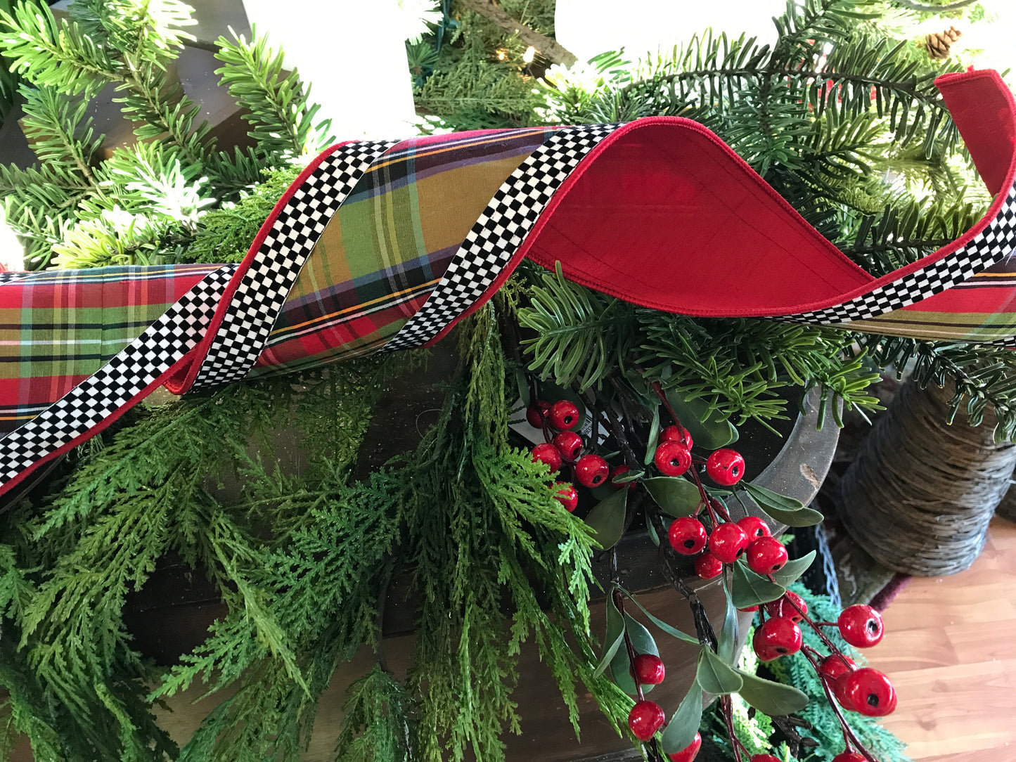 4"x 10yds McFarland Plaid, W/ Check edge Red,Green, Blue