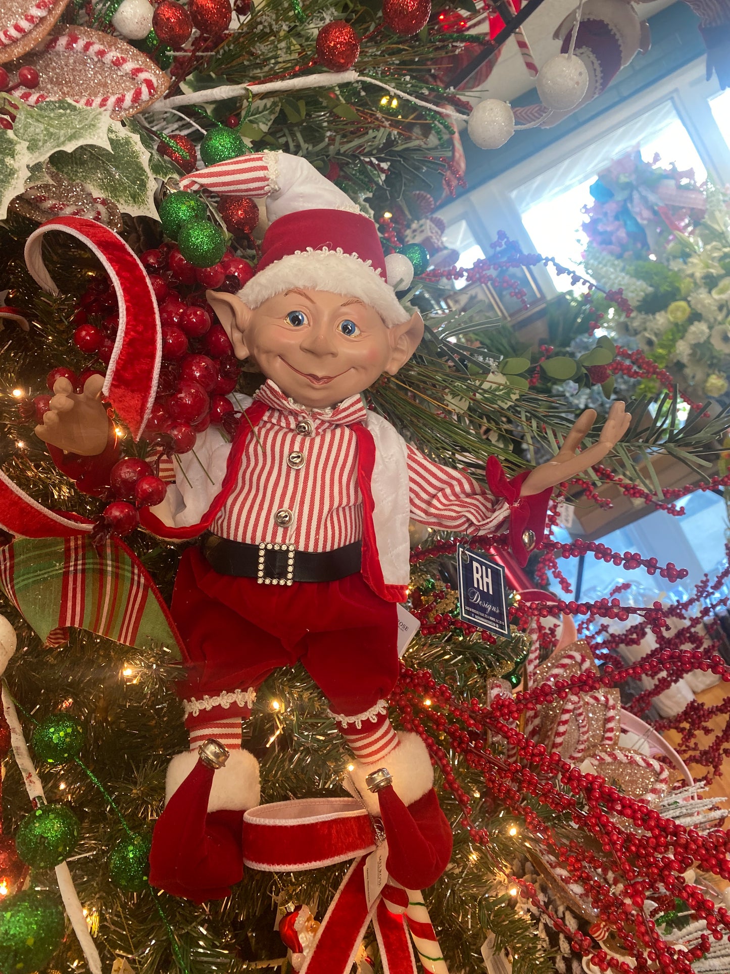 22” Posable Elf in Red Velvet with Bells