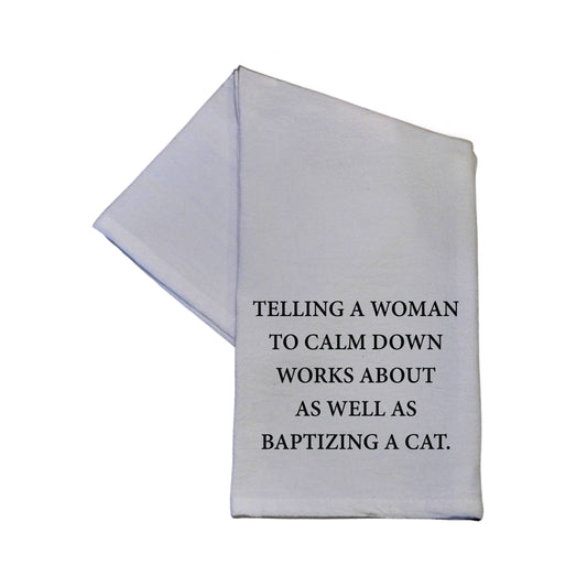 Baptizing A Cat 16x24 Tea Towel