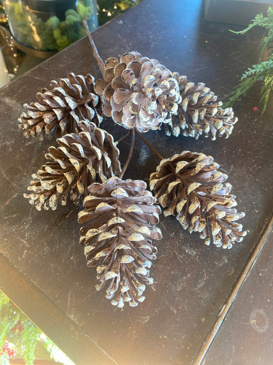 19" Plastic Pinecone Spray Natural