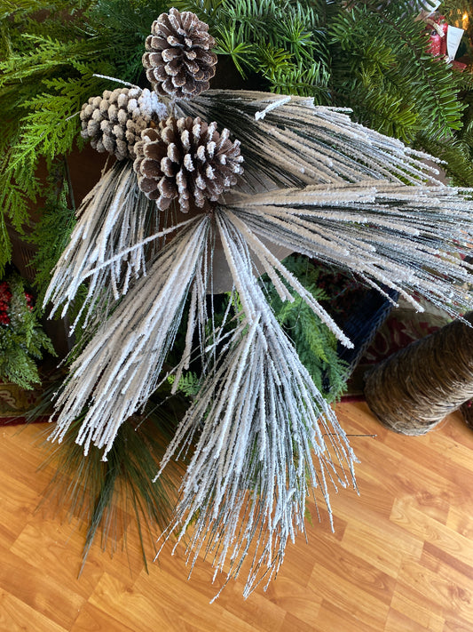 Flocked Pine Spray 36”H PVC