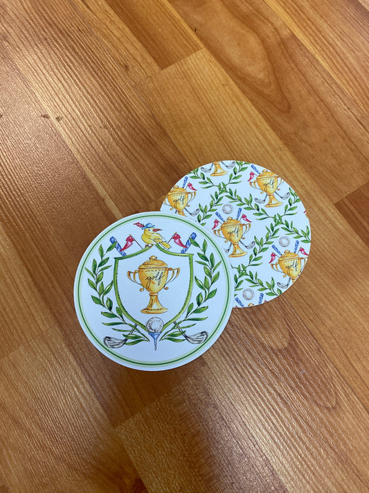 Round Coaster Golf Trophy Crest