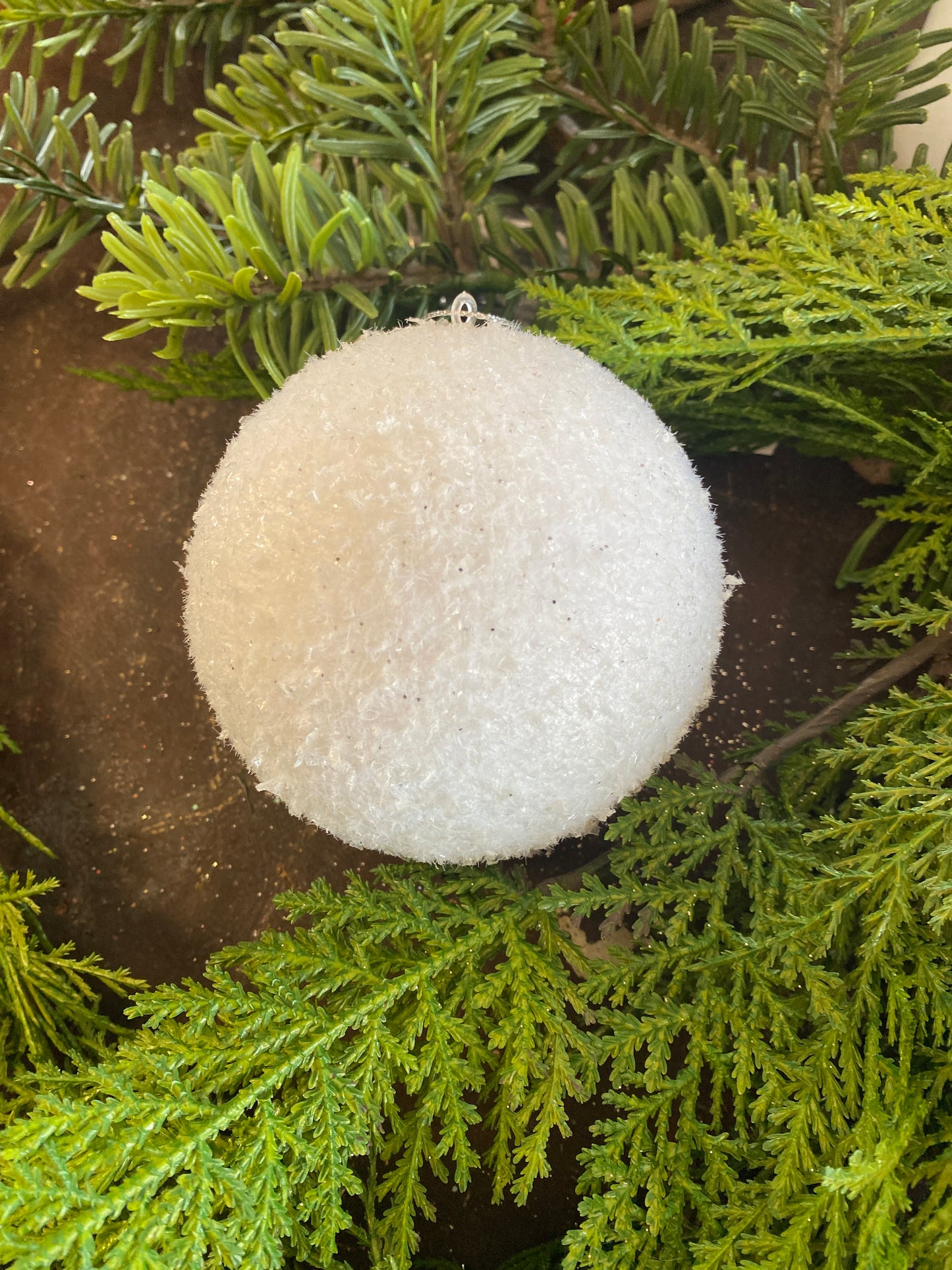4” Frosted Textured Snowball Ornament