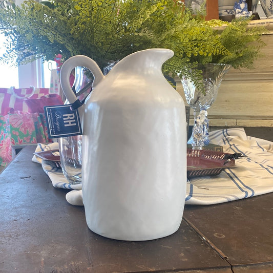 11" White Ceramic Pitcher