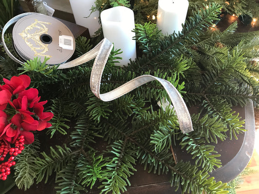 .5" x10yds Faux Metallic Velvet Lame Backing, Silver