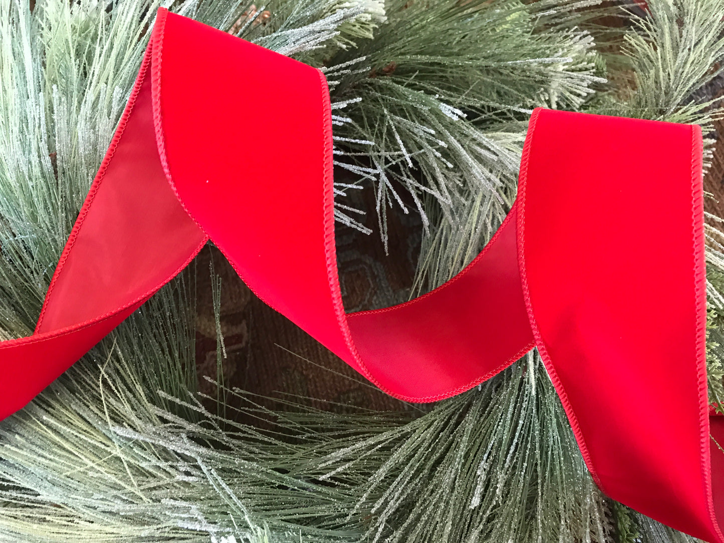 Value Velvet Wired Edge Ribbon Red 2.5”x50yds