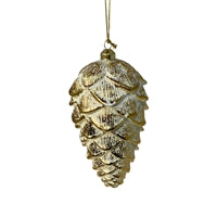 Metallic Pinecone Ornament Gold/Cream 8"