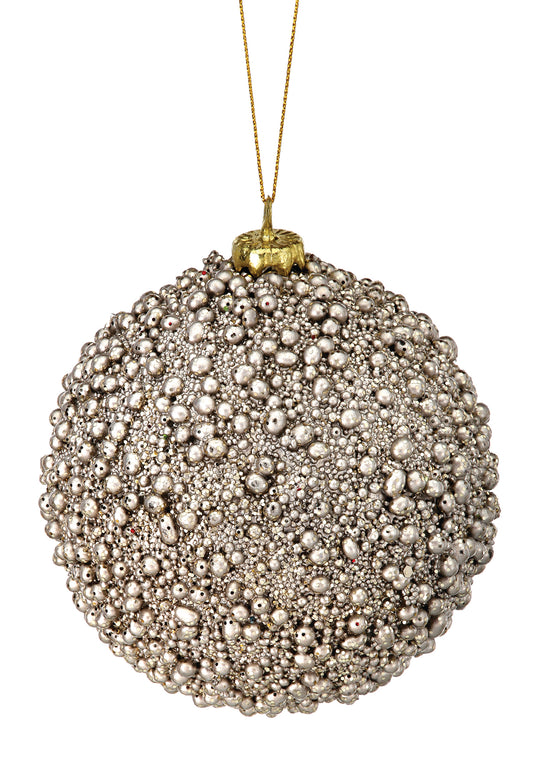 4” Glitter Mtlc Mini Bead Ball Ornament