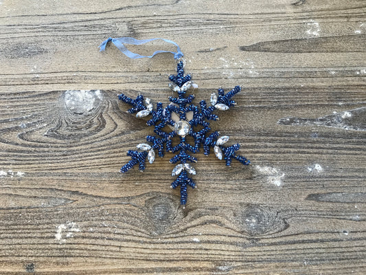 Snowflake Ornament (2 Asst) 6”H Iron/Glass Beads