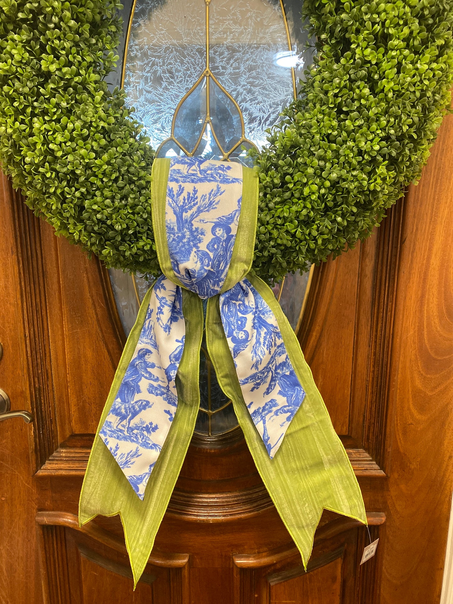 Canvas Toile Wreath Sash in Royal Blue 4"x56"