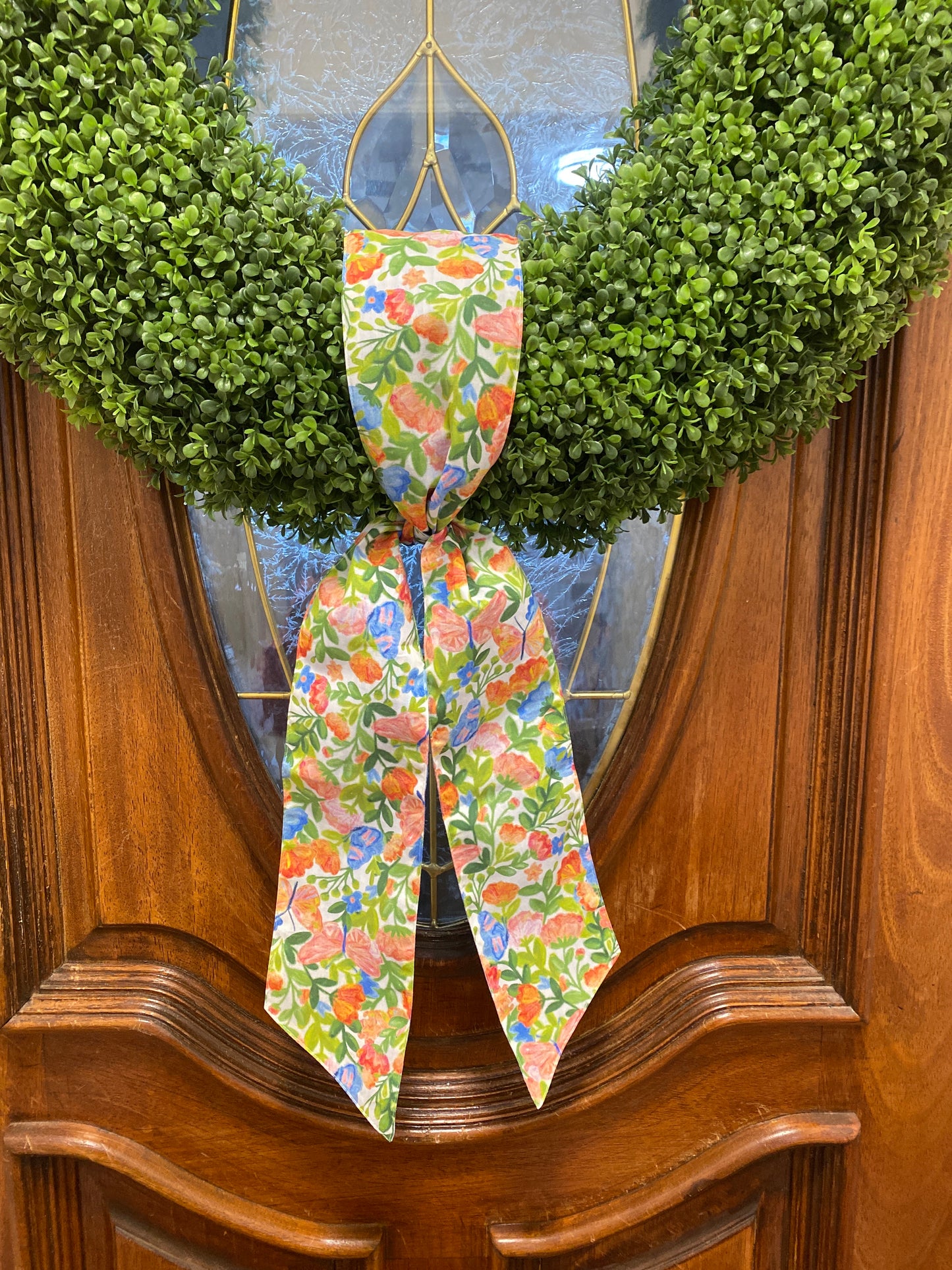 Mixed Spring Floral Wreath Sash Blue 4"x56"