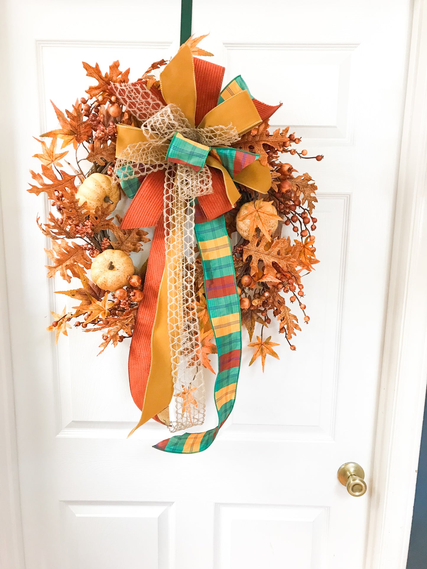 24” Blue Banks Harvest Wreath with Designer Bow