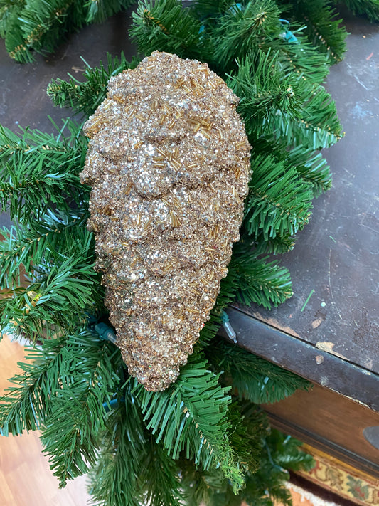 9” Gold Glitter Pinecone