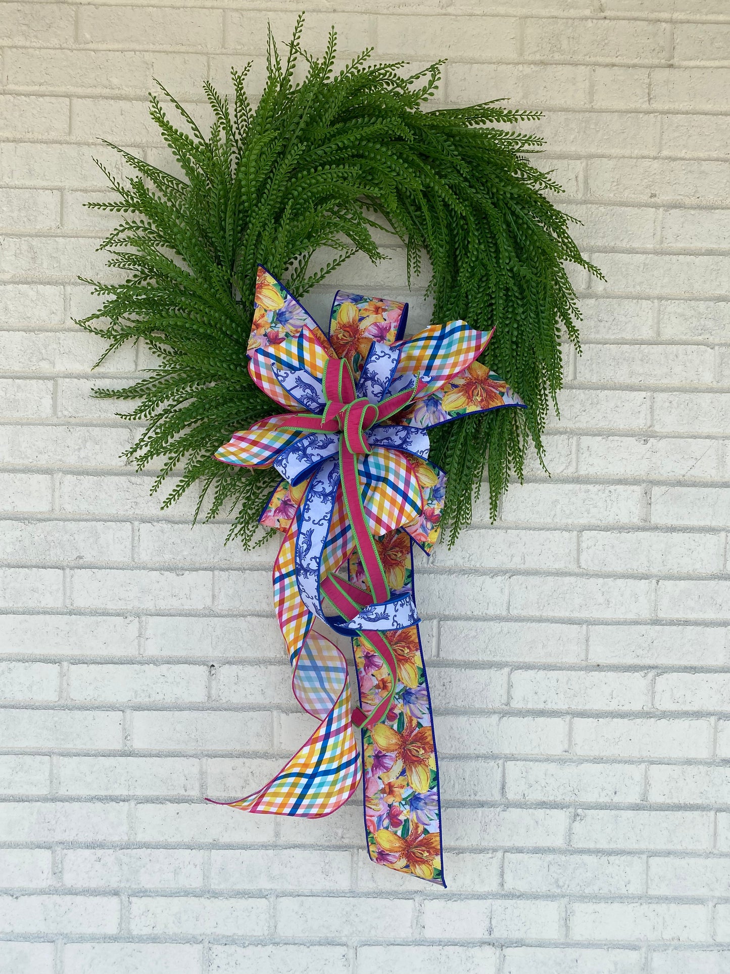 22" Round Bead Grass Wreath with UV Protection (Bow Sold Separately)