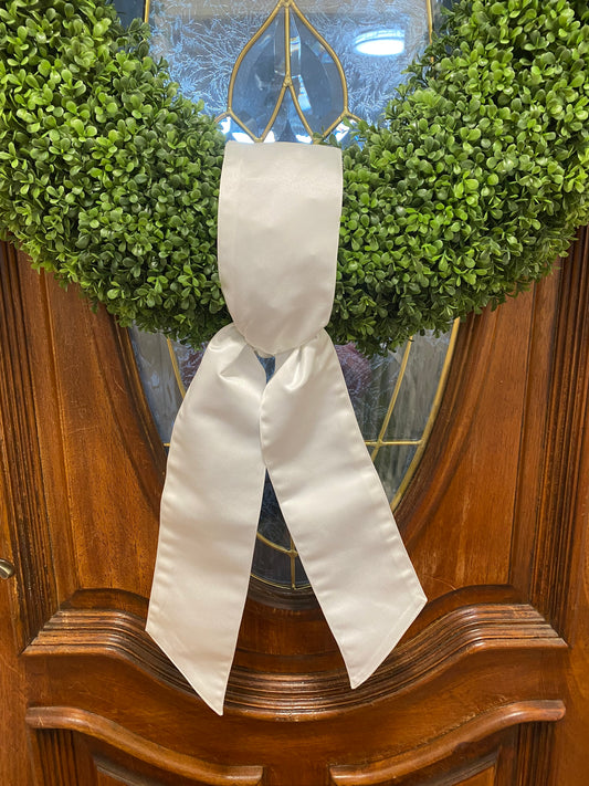 White Satin Wreath Sash 4"x56"