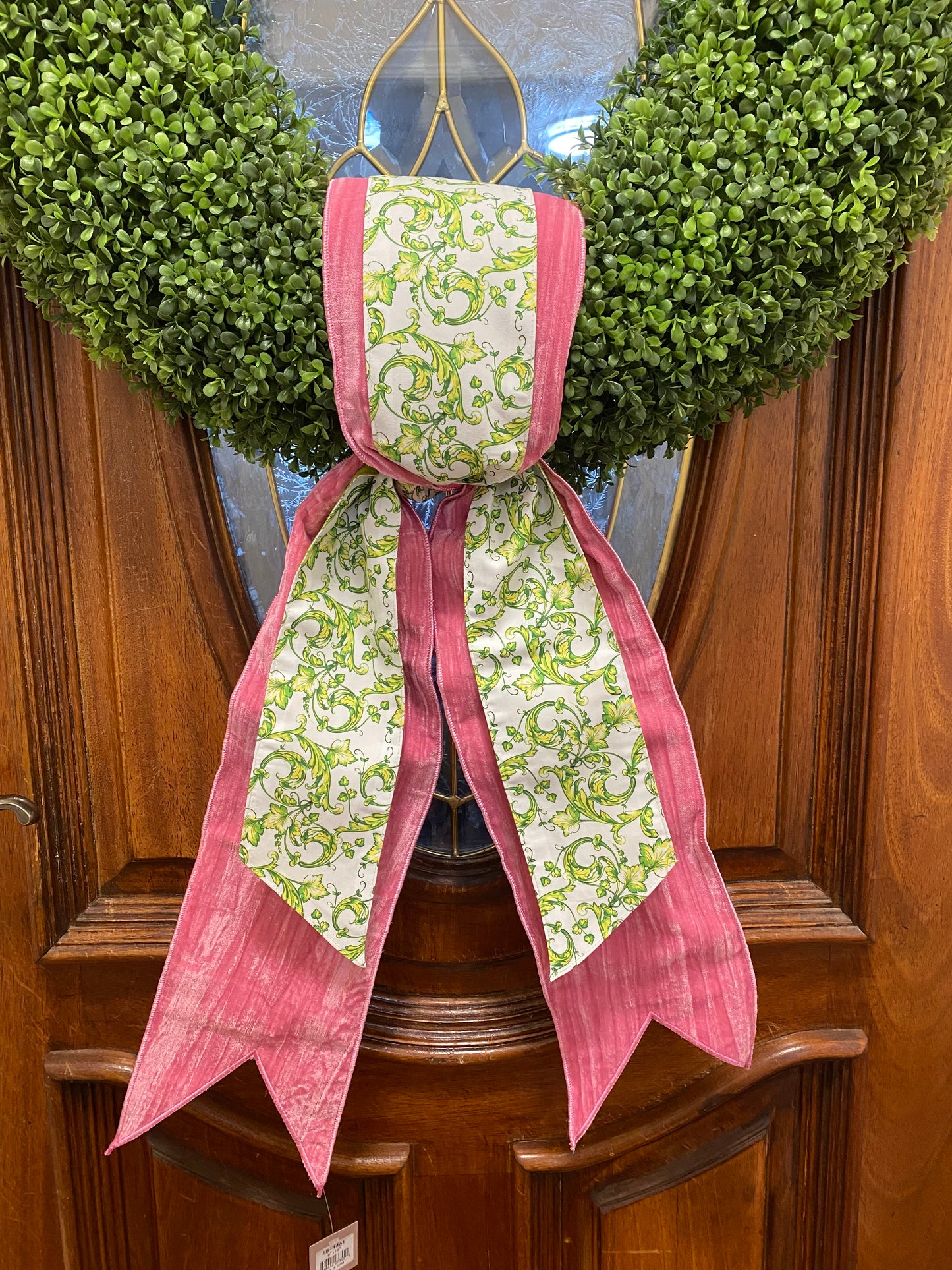 Lime Green Taffeta Acanthus Scroll Wreath Sash 4"x56"