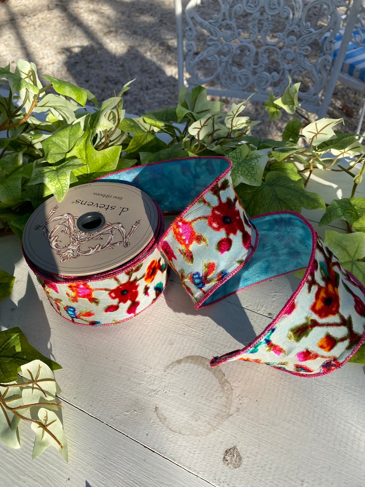 2.5"x 10yds Floral Velvet Burn out Ribbon