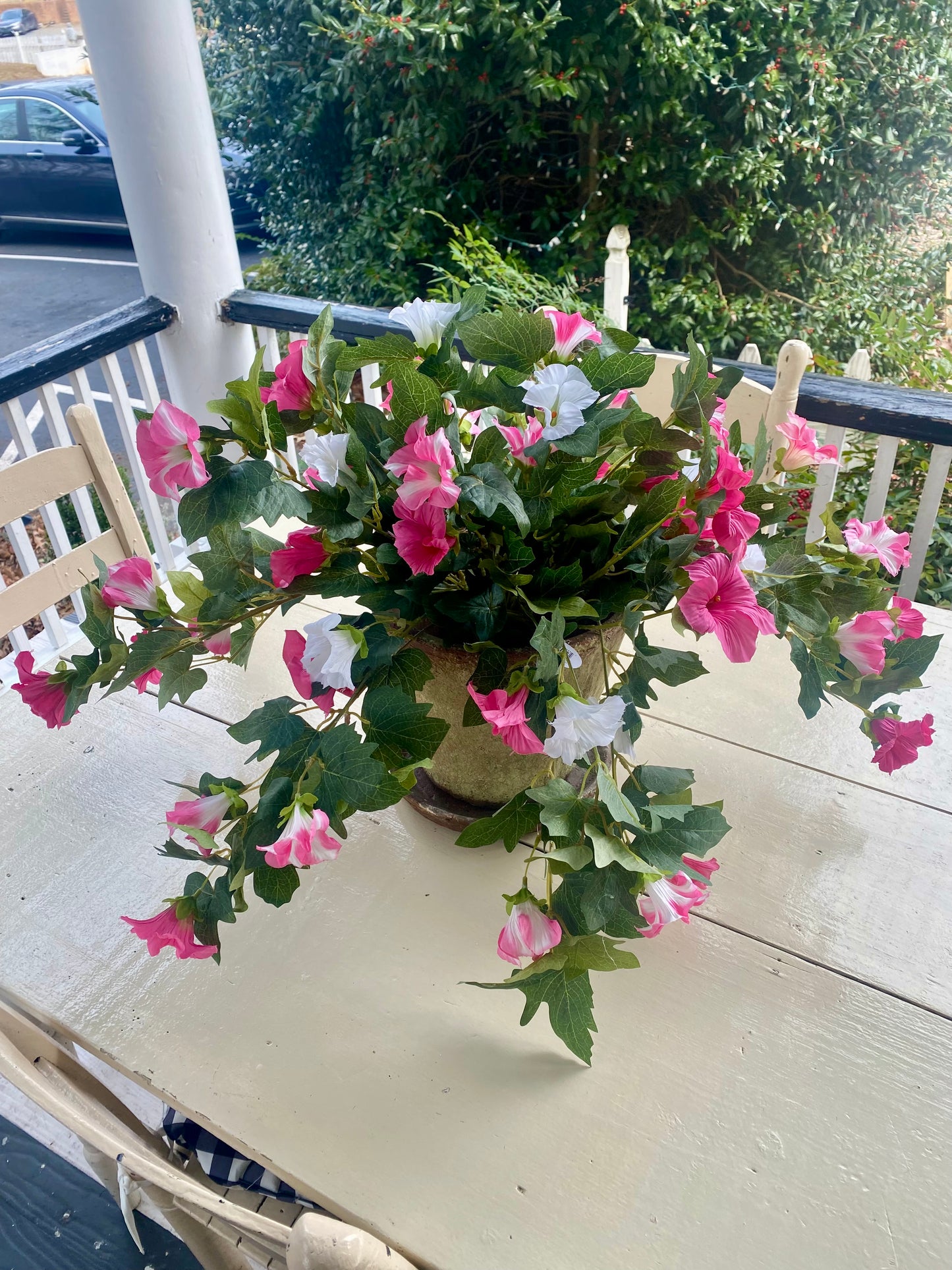 26" Pink UV Hanging Petunia Plant Bush