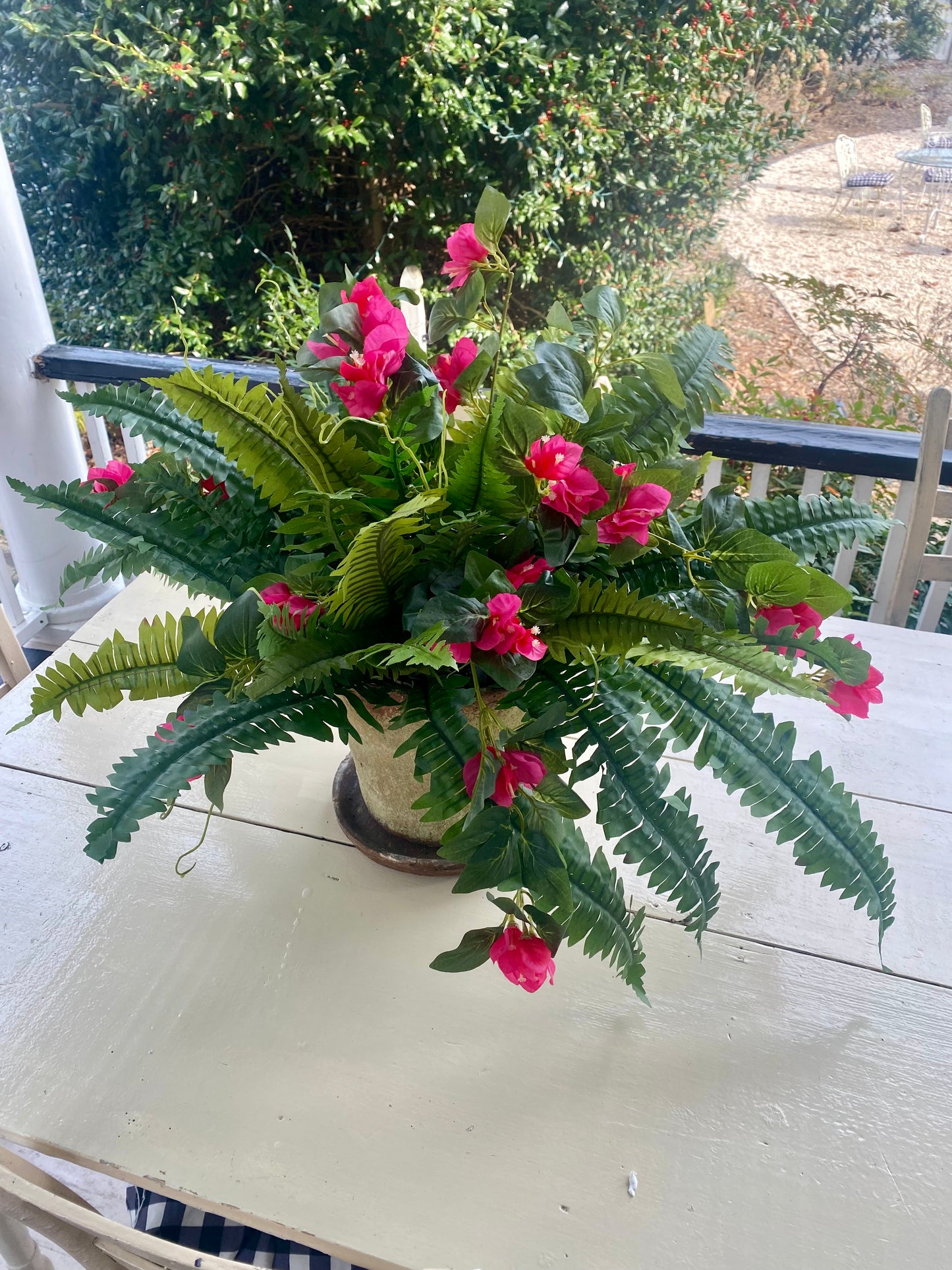 25" UV Hanging Bougainvillea Plant Pink Bush