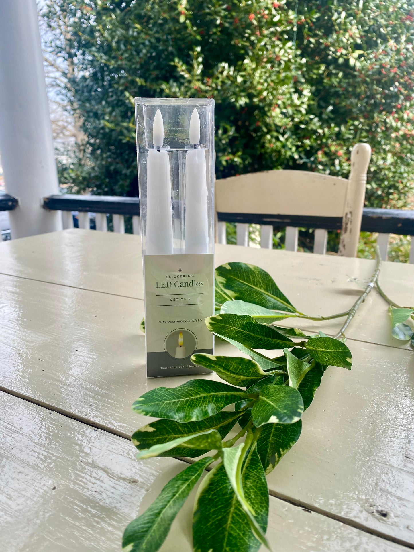 8" White LED Drip Taper Candle w/ Timers