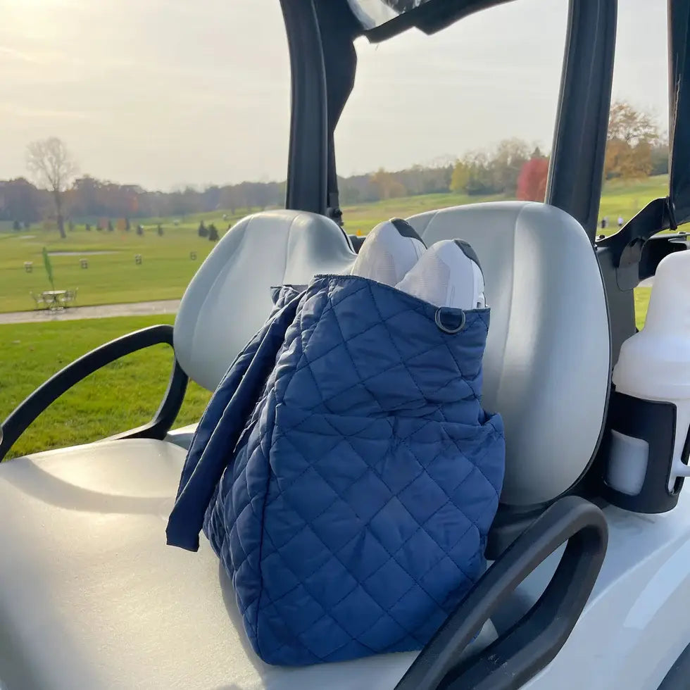 Large Reversible Nylon Tote- New colors added: Navy/Taupe